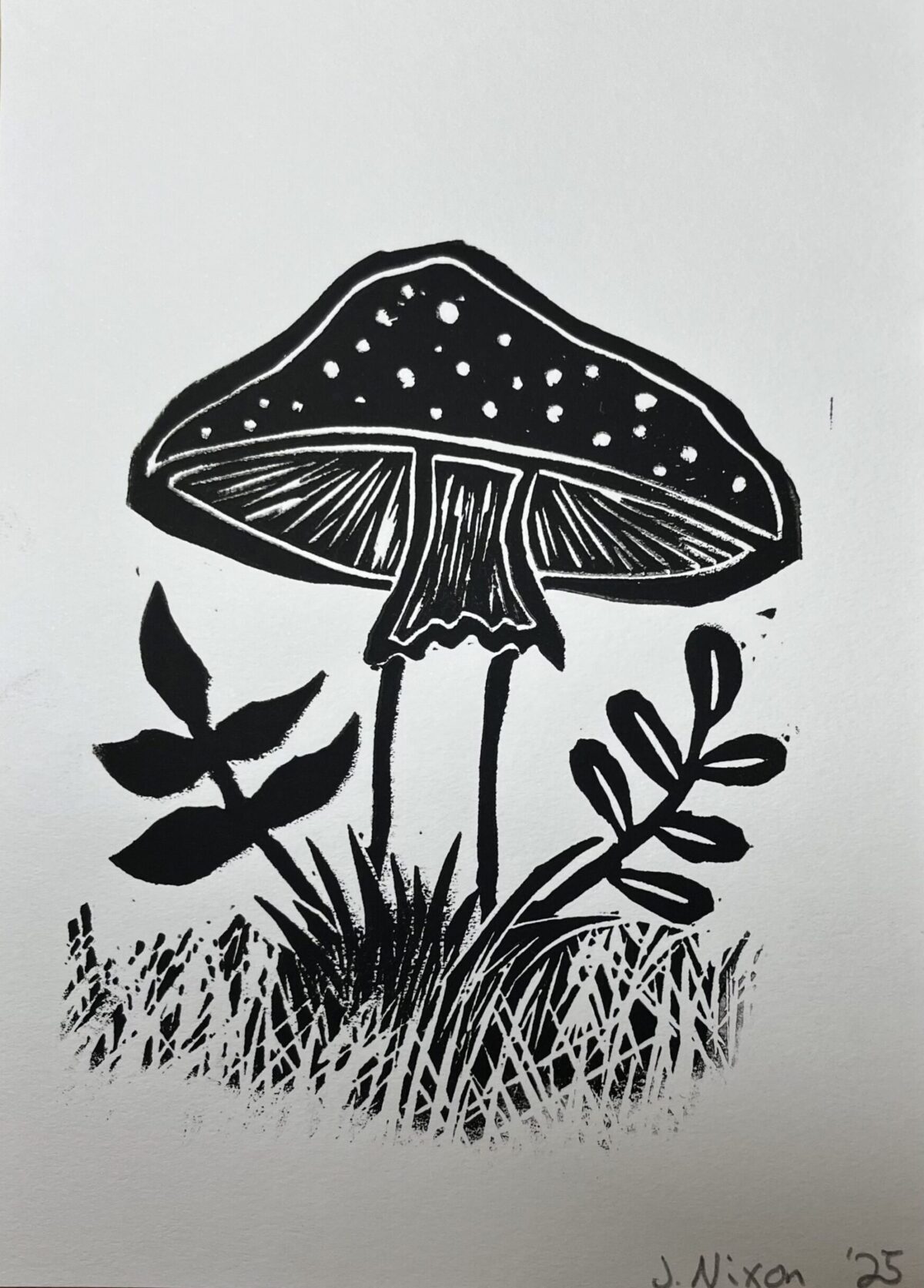 Mushroom Linocut (5x7)