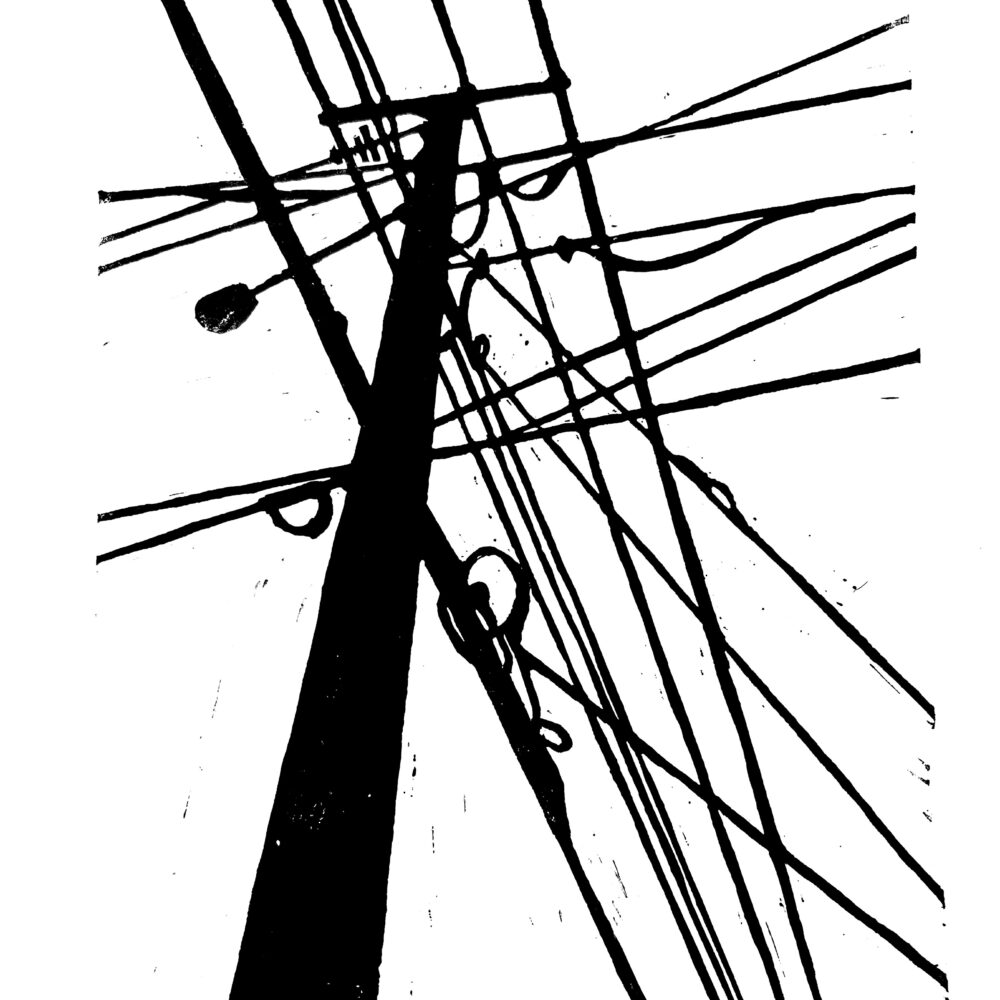 Utility Pole Linocut (11x14)