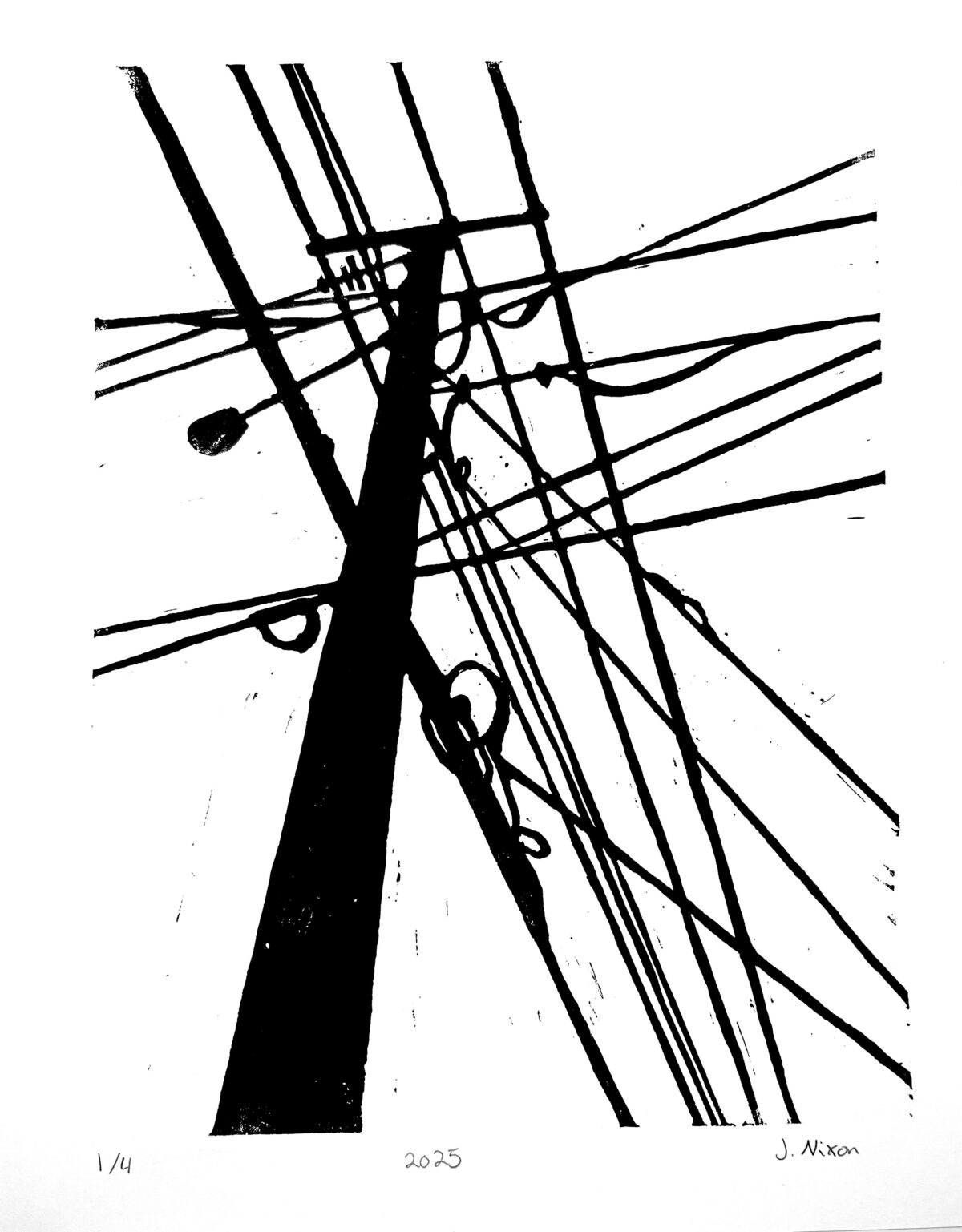 Utility Pole Linocut (11x14)