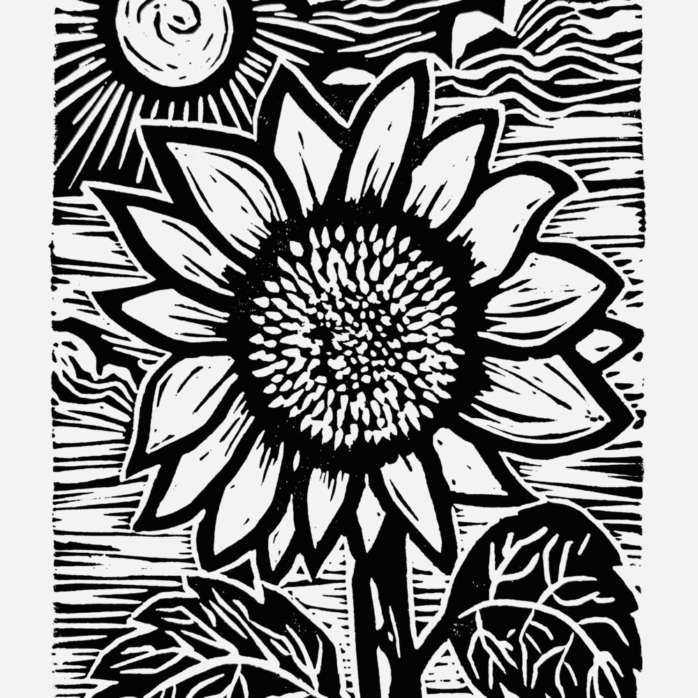 Sunflower Linocut (5x7)