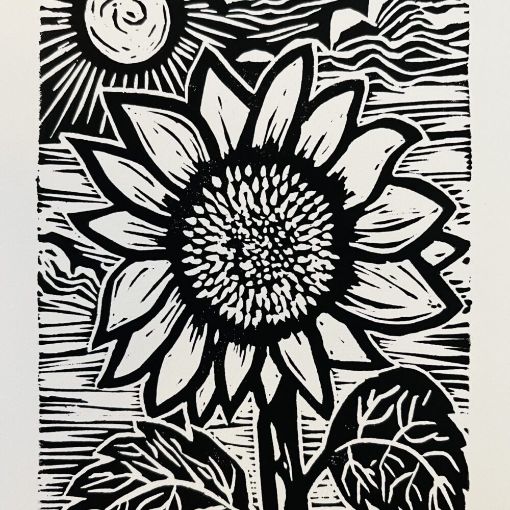 Sunflower Linocut (5x7)