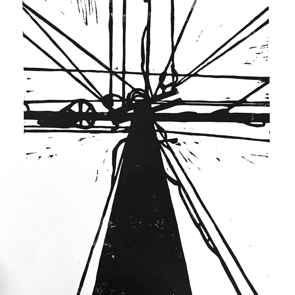 Utility Pole Linocut 2 (11x14)